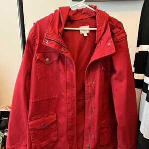 Market & Spruce Red Utility Jacket Size XXL